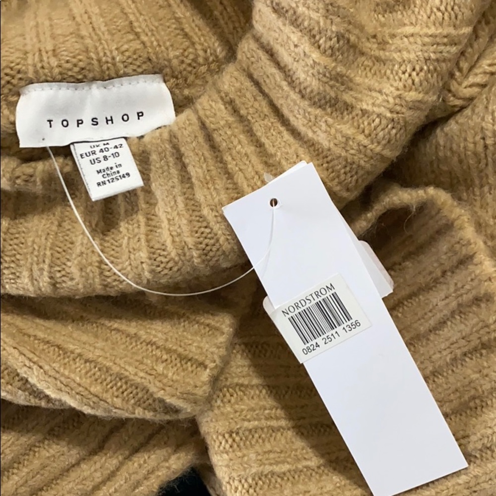 TOPSHOP Camel Tan Funnel Neck Sweater - Picture 4 of 9